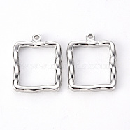 304 Stainless Steel Open Back Bezel Pendants, For DIY UV Resin, Epoxy Resin, Pressed Flower Jewelry, Square, Stainless Steel Color, 25.5x20.5x3mm, Hole: 1.8mm(STAS-T052-24P)