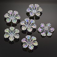 AB Color Plated Eco-Friendly Transparent Acrylic Bead Caps, 6-Petal, Clear AB, 26.5x26.5x7mm, Hole: 1.5mm, about 333pcs/500g(PACR-P003-02)