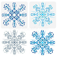2Pcs 2 Styles PET Hollow Out Drawing Painting Stencils, for DIY Scrapbook, Photo Album, Snowflake, 300x300mm, 1pc/style(DIY-WH0394-0087)