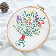 Flower Bouquet Pattern 3D Embroidery Starter Kits, including Embroidery Fabric & Thread, Needle, Instruction Sheet, Medium Purple, 290x290mm(DIY-P077-042)