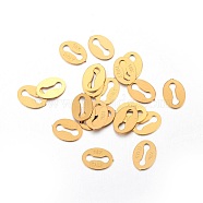 Ion Plating(IP) Stainless Steel Chain Tabs, Chain Extender Connectors, Oval, Golden, 4.5x6.5x0.3mm, Hole: 1x5mm(X-STAS-L211-01G)