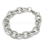 Fashionable 304 Stainless Steel Reticular Grain Cable Chain Bracelets, with Lobster Claw Clasps, Stainless Steel Color, 8-1/2 inch(215mm), 13mm(STAS-A028-B092P)