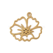 304 Stainless Steel Pendants, Laser Cut, Hollow Birth Flower Charm, Real 18K Gold Plated, February Violet, 13x14x1mm, Hole: 1.2mm(STAS-S139-06G-11)