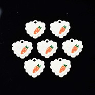 Spray Painted Alloy Pendants, with Enamel, Cadmium Free & Lead Free, Heart with Carrot, White, 16x16x1.5mm, Hole: 1.6mm(ENAM-S127-034-RS)