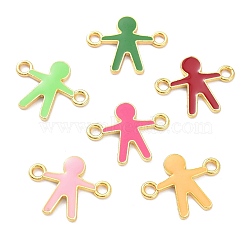 Alloy Enamel Links Connectors, Gingerbread Man, Golden, Mixed Color, 21.5x17x1.5mm, Hole: 2mm(KK-P202-28G)