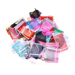 Organza Bags with Drawstring, Jewelry Pouches, Mixed Color, 7.5~25x6.5~17.8cm(OP-XCP0001-03)