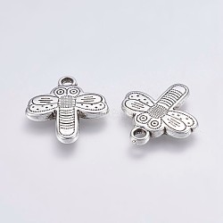 CCB Plastic Pendants, Dragonfly, Antique Silver, 27~27.5x25x3.5mm, Hole: 3mm(CCB-G006-097AS)
