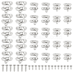 3 Styles Iron Latch Hook Hasp Horn Lock with Screws, Platinum, 23~37x8.5~42x7~8mm(FIND-OC0003-42P)