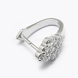 925 Sterling Silver Micro Pave Cubic Zirconia Pendant Bails, Ice Pick & Pinch Bails, Rhombus, Platinum, 13x6x10mm, pin: 0.7mm(STER-P034-67P)