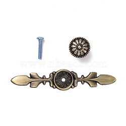 Vintage Victorian Floral Pattern Alloy Cabinet Door Knobs, Kitchen Drawer Pulls Cabinet Handles, with Iron Screws, Antique Bronze, 119x24x2.5mm(FIND-Z004-03)