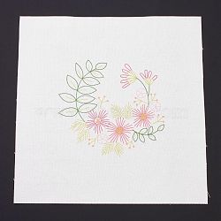 DIY Embroidery Fabric with Eliminable Pattern, Embroidery Cloth, Square, Flower Pattern, 28x27.6x0.05cm(DIY-P032-C03)