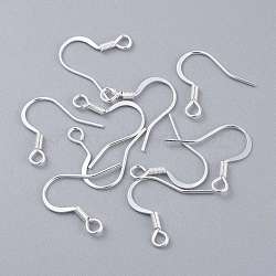 304 Stainless Steel French Earring Hooks, Flat Earring Hooks, Ear Wire, Silver, 17~18x16x1.5mm, Hole: 2.5mm, 20 Gauge, Pin: 0.8mm(STAS-K210-25S)