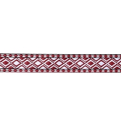 Ethnic Style Embroidery Polyester Ribbons, Jacquard Ribbon, Garment Accessories, Rhombus Pattern, Dark Red, 1-1/4 inch(31.5mm)(SRIB-XCP0001-18)