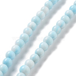 Handmade Lampwork Beads, Round, Light Cyan, 7x6.5mm, Hole: 1.5mm, about 103pcs/strand, 25.71''(65.3cm)(LAMP-Z008-03E)