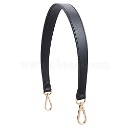 PU Imitation Leather Bag Handles, with Alloy Clasps, for Bag Straps Replacement Accessories, Black, 49.6x2.4x0.3cm(DIY-WH0185-48B)