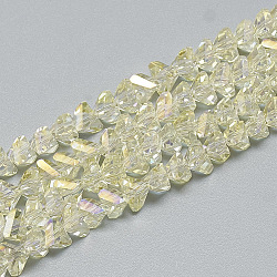 Electroplate Glass Beads Strands, Faceted Triangle, Light Goldenrod Yellow, 6x5x4mm, Hole: 1.2mm, about 100pcs/strand, 12.99 inch(EGLA-Q103-A06)