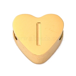 Ion Plating(IP) Tarnish Resistant 304 Stainless Steel Beads, Heart with Letter, Golden, Letter I, 7x8x3mm, Hole: 2mm(STAS-H219-16G-I)