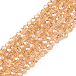 Electroplate Glass Beads Strands, AB Color Plated, Faceted, Rondelle, Goldenrod, 2.3~2.7x2mm, Hole: 0.4mm, about 150~155pcs/strand, 12.60~12.99 inch(32~33cm)(EGLA-A044-T1mm-B23)