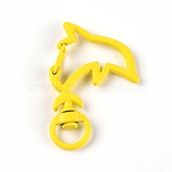 Zinc Alloy Baking Paint Swivel Clasps, Dolphin, Yellow, 43x30mm, Hole: 5x8mm(FW-TAC0002-03C)