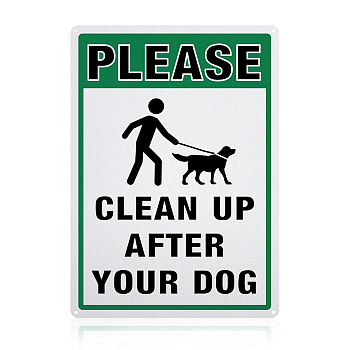 UV Protected & Waterproof Aluminum Warning Signs,  inchPlease Clean Up After Your Dog inch Signs, Green, 350x250x1mm, Hole: 4mm