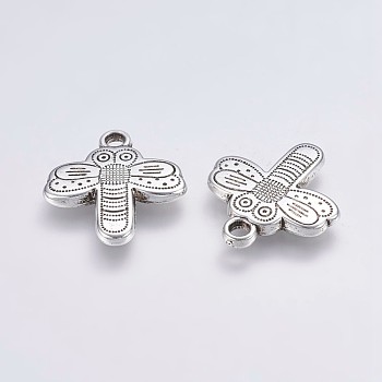 CCB Plastic Pendants, Dragonfly, Antique Silver, 27~27.5x25x3.5mm, Hole: 3mm