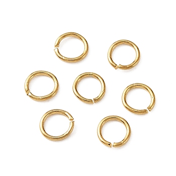 Stainless Steel Open Jump Rings, Round Ring, Real 18K Gold Plated, 5x0.7mm, 21 Gauge, Inner Diameter: 3.6mm