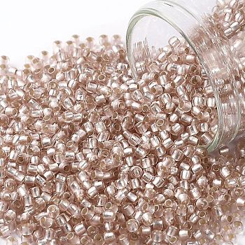 TOHO Round Seed Beads, Japanese Seed Beads, (31F) Silver Lined Frosted Rosaline, 11/0, 2.2mm, Hole: 0.8mm, about 1110pcs/bottle, 10g/bottle