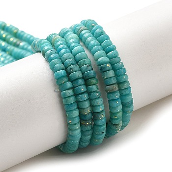 Natural Dolomite Beads Strands, with Synthetic Opal, Dyed, Disc, Heishi Beads, Turquoise, 4x2mm, Hole: 0.6mm, about 184pcs/strand, 15.94''(40.5cm)