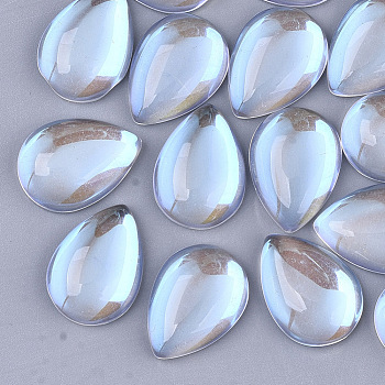 Transparent Glass Cabochons, AB Color Plated, Teardrop, Clear AB, 18x13x5mm