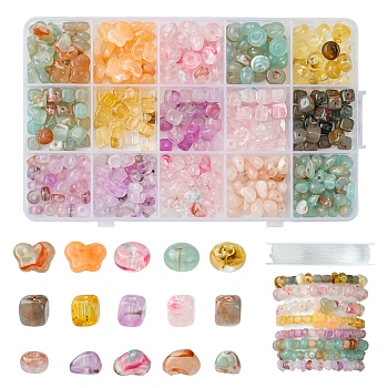 DIY Acrylic Beads Bracelets Making Kits, Mixed Color, 4~10x6.5~13x4~6mm, Hole: 1.4~2mm