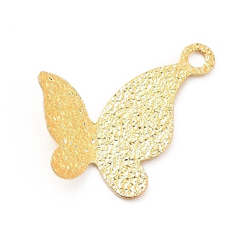 Rack Plating Brass Pendants, Long-Lasting Plated, Textured, Butterfly Charm, Golden, 15.5x11x2mm, Hole: 1.2mm