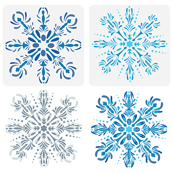 2Pcs 2 Styles PET Hollow Out Drawing Painting Stencils, for DIY Scrapbook, Photo Album, Snowflake, 300x300mm, 1pc/style