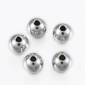 304 Stainless Steel Beads, Round, Stainless Steel Color, 5x4.5mm, Hole: 1.5mm