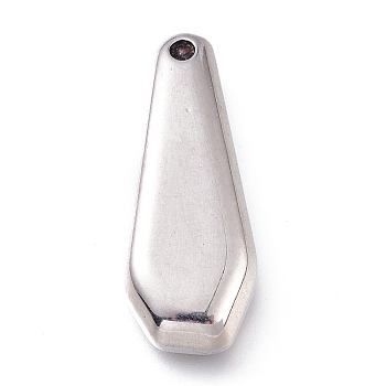 304 Stainless Steel Pendants, Teardrop, Stainless Steel Color, 24x9.5x4.5mm, Hole: 1.6mm