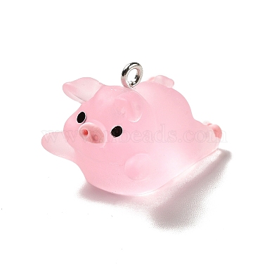 Platinum Pearl Pink Pig Iron+Resin Pendants