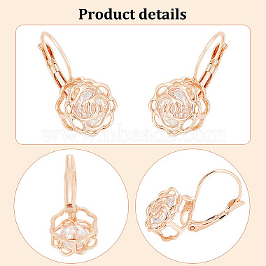 2 Pairs 2 Colors Clear Cubic Zirconia Rose Flower Leverback Earrings(EJEW-AN0002-85)-3
