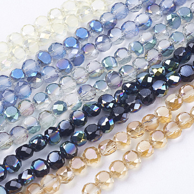 4mm Mixed Color Flat Round Electroplate Glass Beads