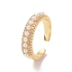 Clear Cubic Zirconia Open Cuff Ring with Acrylic Pearl Beaded(RJEW-P032-46G)-1