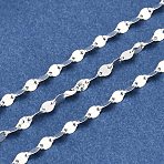 925 Sterling Silver Dapped Chains, Silver, 3x2x0.1mm(STER-TAC0003-03P-1)