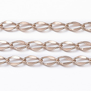 3.28 Feet Ion Plating(IP) 304 Stainless Steel Curb Chains, Twisted Chains, Rose Gold, 4x2x0.1mm(X-CHS-H009-34RG)
