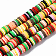 Handmade Polymer Clay Beads Strands, for DIY Jewelry Crafts Supplies, Heishi Beads, Disc/Flat Round, Colorful, 8x0.5~1mm, Hole: 2mm, about 350~387pcs/strand, 15.75 inch~16.14 inch(40~41cm)(CLAY-R089-8mm-149)