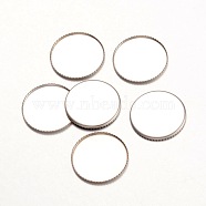 316 Surgical Stainless Steel Milled Edge Bezel Cups, Cabochon Settings, Flat Round, Stainless Steel Color, 19x1mm, Tray: 18mm(X-STAS-K099-01-18mm-P)