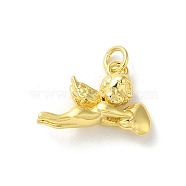 Brass Charms, with Jump Ring, Real 14K Gold Plated, Angel & Fairy, 10.5x15x4mm(KK-D095-01A-G)