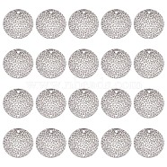 DICOSMETIC 20Pcs 201 Stainless Steel Connector Charms, Textured, Flat Round, Stainless Steel Color, 30x1.5mm, Hole: 2mm(STAS-DC0011-19)
