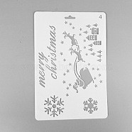 Creative Christmas Plastic Drawing Stencil, Hollow Hand Accounts Ruler Templat, For DIY Scrapbooking, White, 25.9x17.2cm(DIY-L007-04)