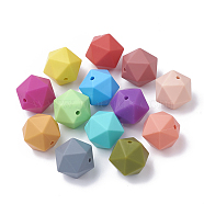 Food Grade Eco-Friendly Silicone Focal Beads, Chewing Beads For Teethers, DIY Nursing Necklaces Making, Icosahedron, Mixed Color, 16.5x16.5x16.5mm, Hole: 2mm(SIL-T048-14mm-M)