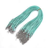 Waxed Cord Necklace Making, with Zinc Alloy Lobster Clasps, Platinum, Dark Turquoise, 17.8 inch~18 inch(45.5~46cm), 2mm(NCOR-T001-12)