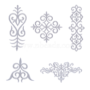 10Pcs 5 Style Polyester Computerized Embroidery Iron on/Sew on Patches, Ethnic Style Metallic Thread Embroidery Appliques, with Adhesive Back, Silver, 77~147.5x20~115x1~1.5mm, 2pcs/style(PATC-FH0001-02A)
