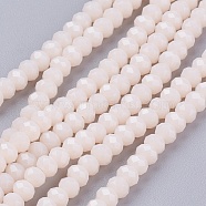 Imitation Jade Glass Beads Strands, Faceted, Rondelle, PapayaWhip, 3x2mm, Hole: 0.5mm, about 160~165pcs/strand, 15.35 inch~15.75 inch(39~40cm)(GLAA-R135-2mm-34)