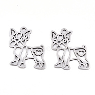 201 Stainless Steel Pendants, Laser Cut, Bulldog, Stainless Steel Color, 20x17x0.9mm, Hole: 1.6mm(STAS-S081-047)